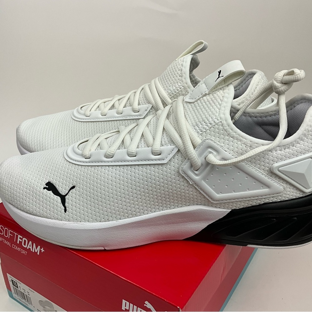 Puma White Mens White Black Softfoam Shoes Various Sizes - Picture 2 of 8